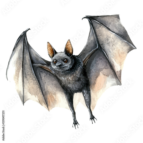 A watercolor painting of a Bat, isolated on a white background. Bat vector

