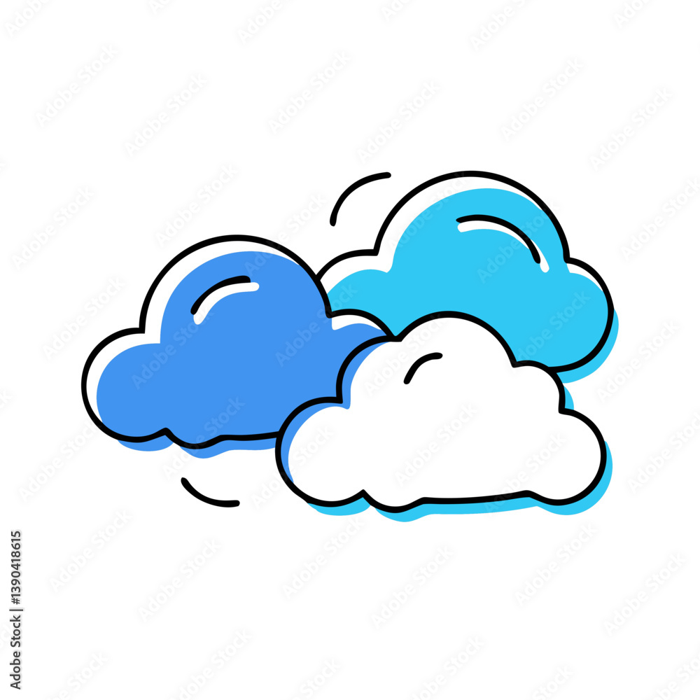 Fototapeta premium Cartoon clouds in blue and white design 