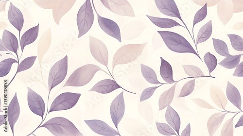 Pastel purple and beige leaves seamless pattern.