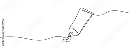 continuous line cosmetic tube line art vector illustration editable stroke.