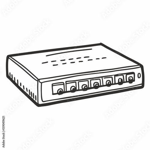 Hand Drawn  Illustration of a Vintage Network Router