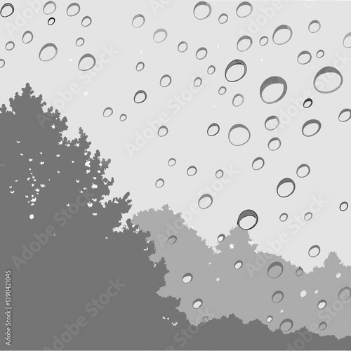 Rainy window effect with water droplets and condensation