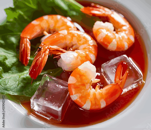 shrimp sauce with additional ice cubes