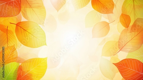Colorful autumn leaves creating a serene atmosphere with soft light in the background during the fall season