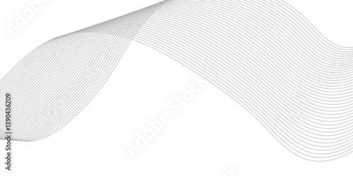 Abstract Curved Black and White Line Wave Background