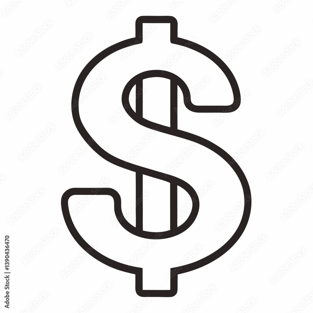 Dollar Sign outline icon on white background Dollar Sign outline icon on white background