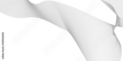 Abstract Curved Black and White Line Wave Background