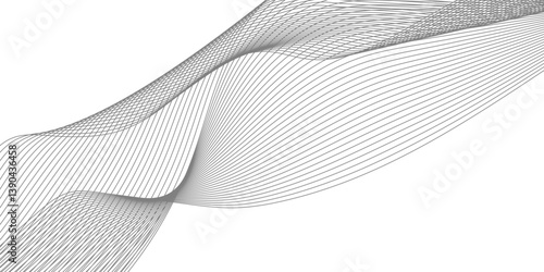 Abstract Curved Black and White Line Wave Background