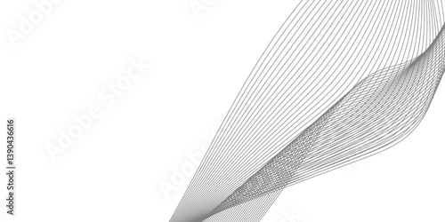 Abstract Curved Black and White Line Wave Background