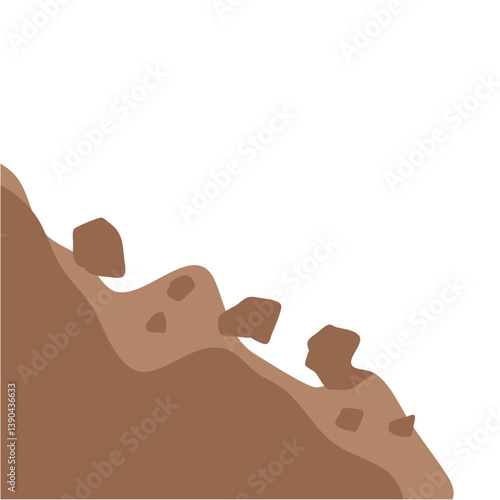 Landslide illustration. Cartoon natural disaster.
