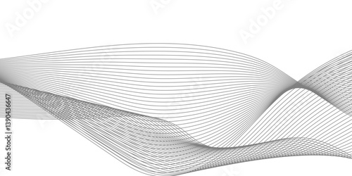 Abstract Curved Black and White Line Wave Background