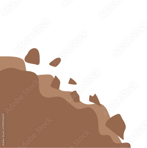 Landslide illustration. Cartoon natural disaster.