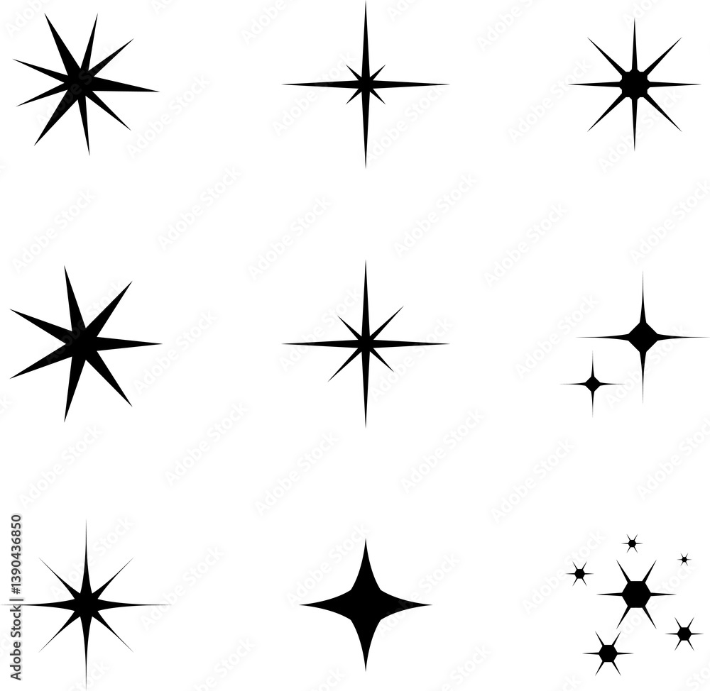 Star icons. Twinkling stars set. Sparkles, shining burst symbols isolated Star icons. Twinkling stars set. Sparkles, shining burst symbols isolated