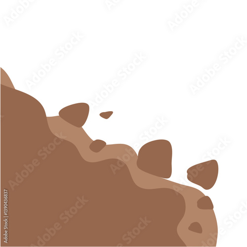 Landslide illustration. Cartoon natural disaster.