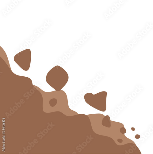 Landslide illustration. Cartoon natural disaster.