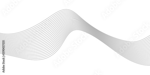 Abstract Curved Black and White Line Wave Background