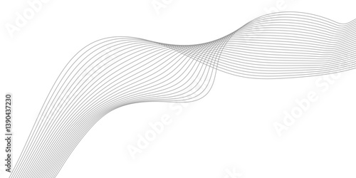 Abstract Curved Black and White Line Wave Background