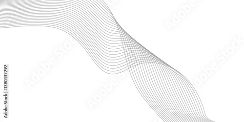 Abstract Curved Black and White Line Wave Background