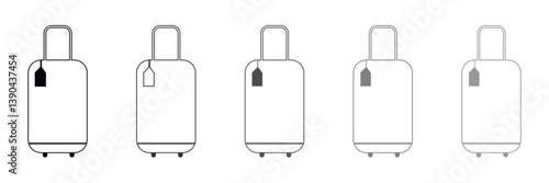 Suitcase Icon Set. Luggage Bag Icon. Travel Trip Flight Trolley Sign. Rolling Baggage Icon for UI Designs. Vector Illustration .EPS 10 . 