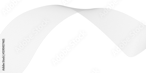 Abstract Curved Black and White Line Wave Background