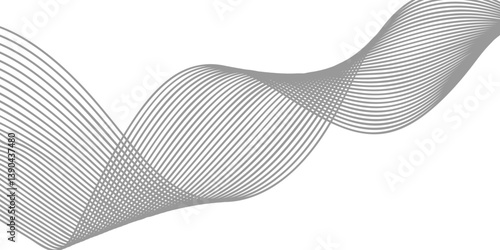 Abstract Curved Black and White Line Wave Background