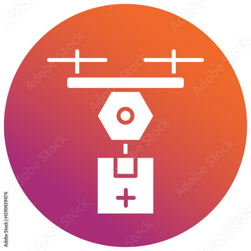 Drone Delivery Gradient Circle Icon – Aerial Package & Shipping Symbol