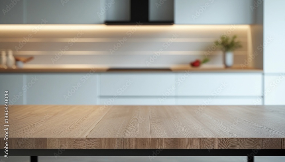 Fototapeta premium modern white kitchen with wooden table