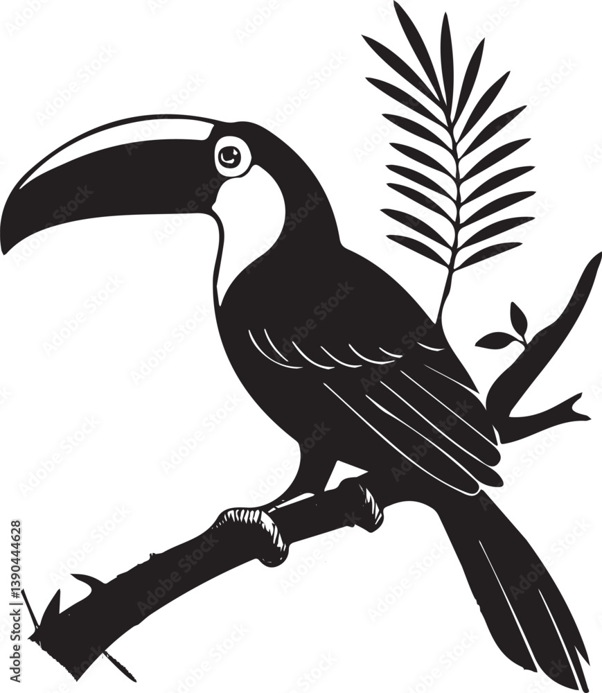 Obraz premium Toucan birld silhouette vector design with white background. .