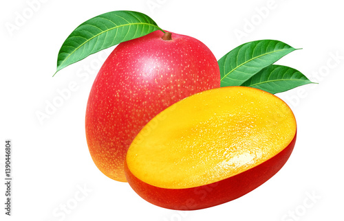 マンゴーのイラスト リアル　白バック