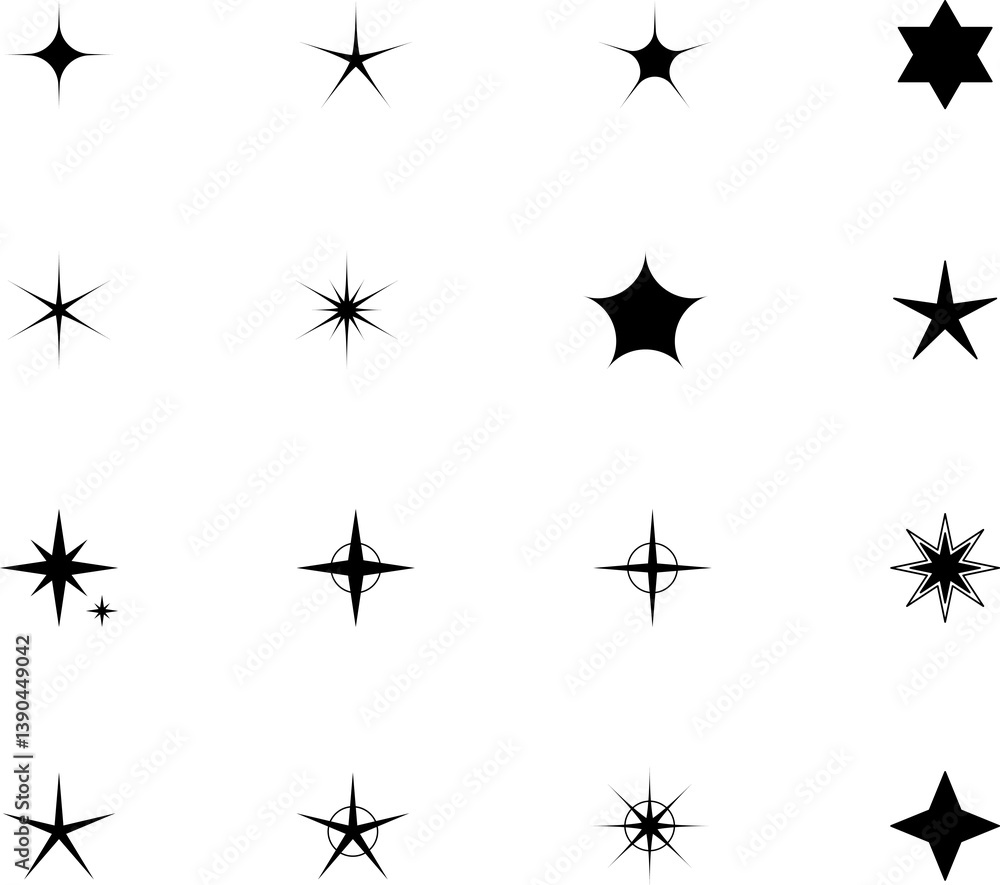Star icon. Twinkling stars icons set. Sparkles, shining burst. Star icon. Twinkling stars icons set. Sparkles, shining burst.