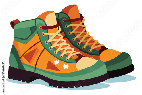 These brightly colored hiking boots feature durable materials and sturdy soles, perfect for exploring trails and enjoying the great outdoors with comfort and support.