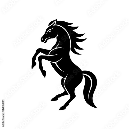 Majestic stallion rearing up vector illustration equine animal silhouette design . silhouette on white background.