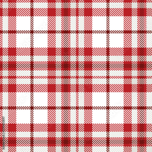 Contemporary Seamless Tartan featuring Autumn scarlet and Highland light grey Fabric Design