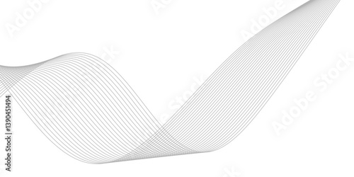 Abstract Curved Black and White Line Wave Background