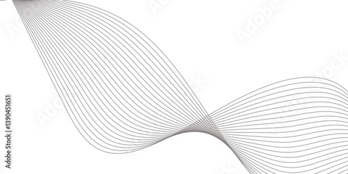 Abstract Curved Black and White Line Wave Background