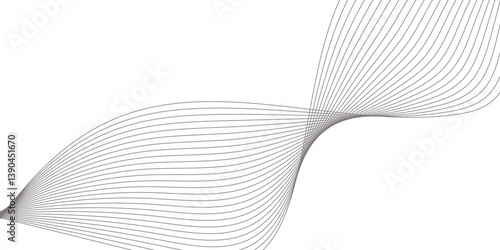 Abstract Curved Black and White Line Wave Background