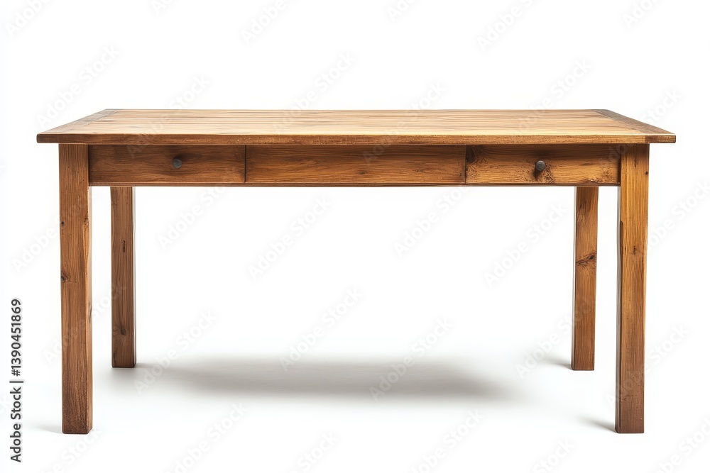 Rustic Wooden Table with Drawer - Sturdy, rustic wooden table featuring a single drawer, perfect for farmhouse or country- interiors. Simple design, high-quality wood