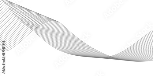 Abstract Curved Black and White Line Wave Background