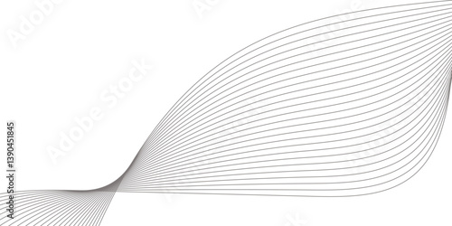 Abstract Curved Black and White Line Wave Background