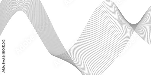 Abstract Curved Black and White Line Wave Background