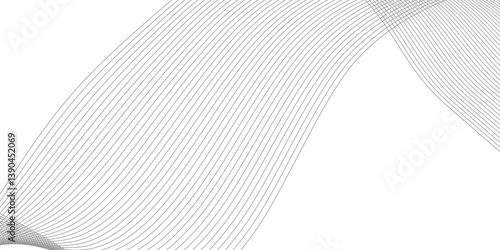 Abstract Curved Black and White Line Wave Background