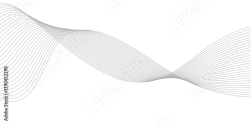 Abstract Curved Black and White Line Wave Background
