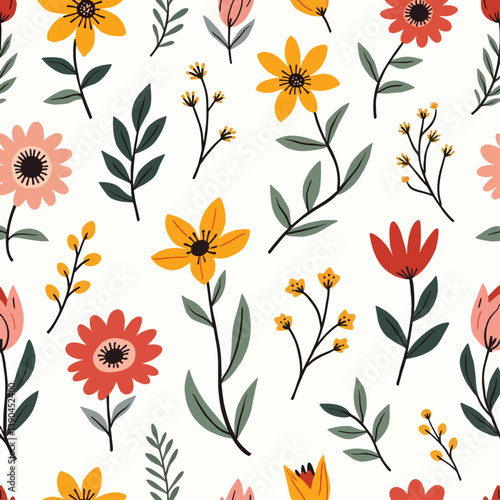 Flowers color seamless Pattern