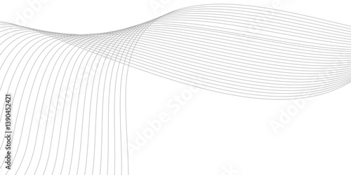 Abstract Curved Black and White Line Wave Background