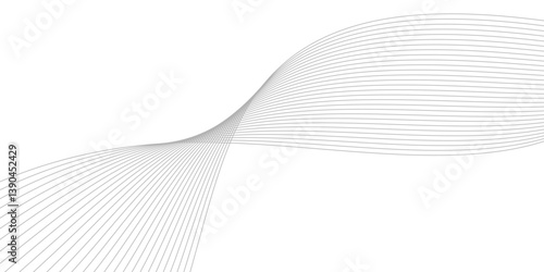 Abstract Curved Black and White Line Wave Background