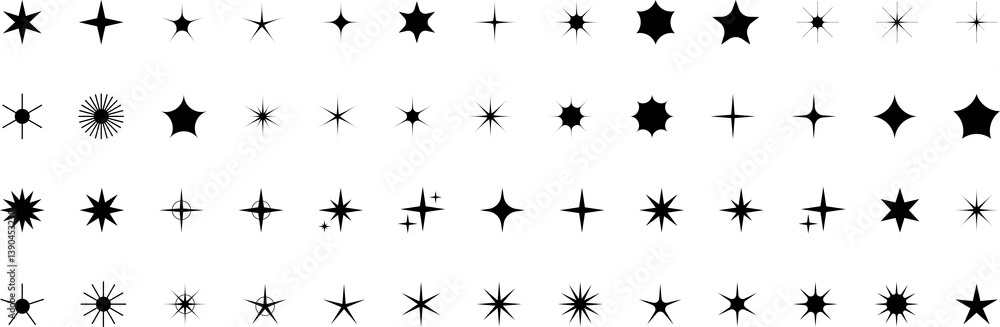 Minimalist silhouette stars icon set, twinkle shining star shape symbols, icons, elements. Modern geometric sparkle black silhouettes sign Minimalist silhouette stars icon set, twinkle shining star shape symbols, icons, elements. Modern geometric sparkle black silhouettes sign