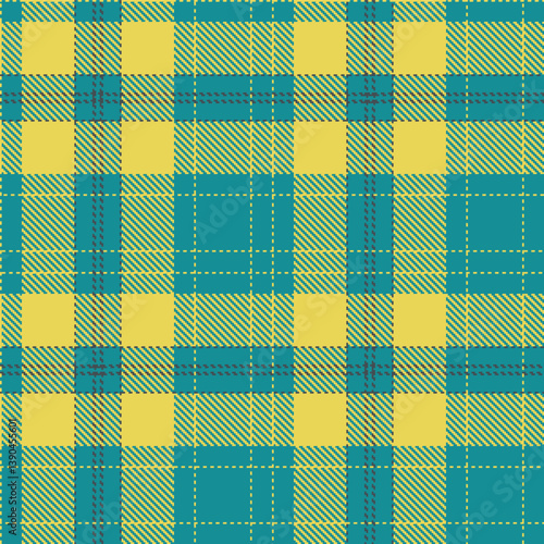 Plaid pattern seamless. Vintage dark cyan & Pale dull yellow Tartan Fabric Design. 