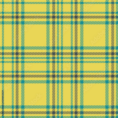 Contemporary Seamless Tartan featuring Deep dull yellow and Vintage dark cyan Fabric Design