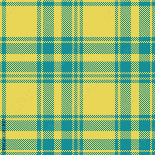 Warm dull yellow and Dusty dark cyan Seamless Tartan Fabric Design