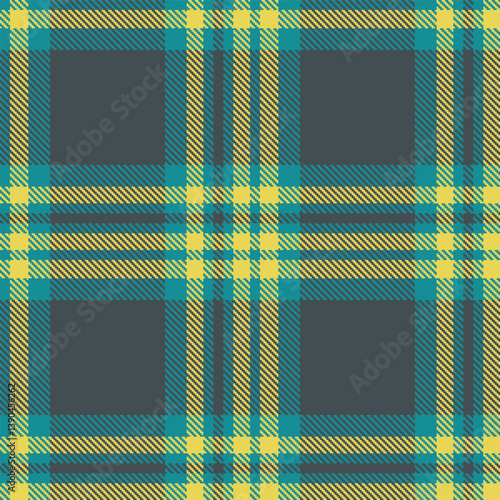 Vibrant dark cyan and Pastel dull yellow Seamless Tartan Fabric Design